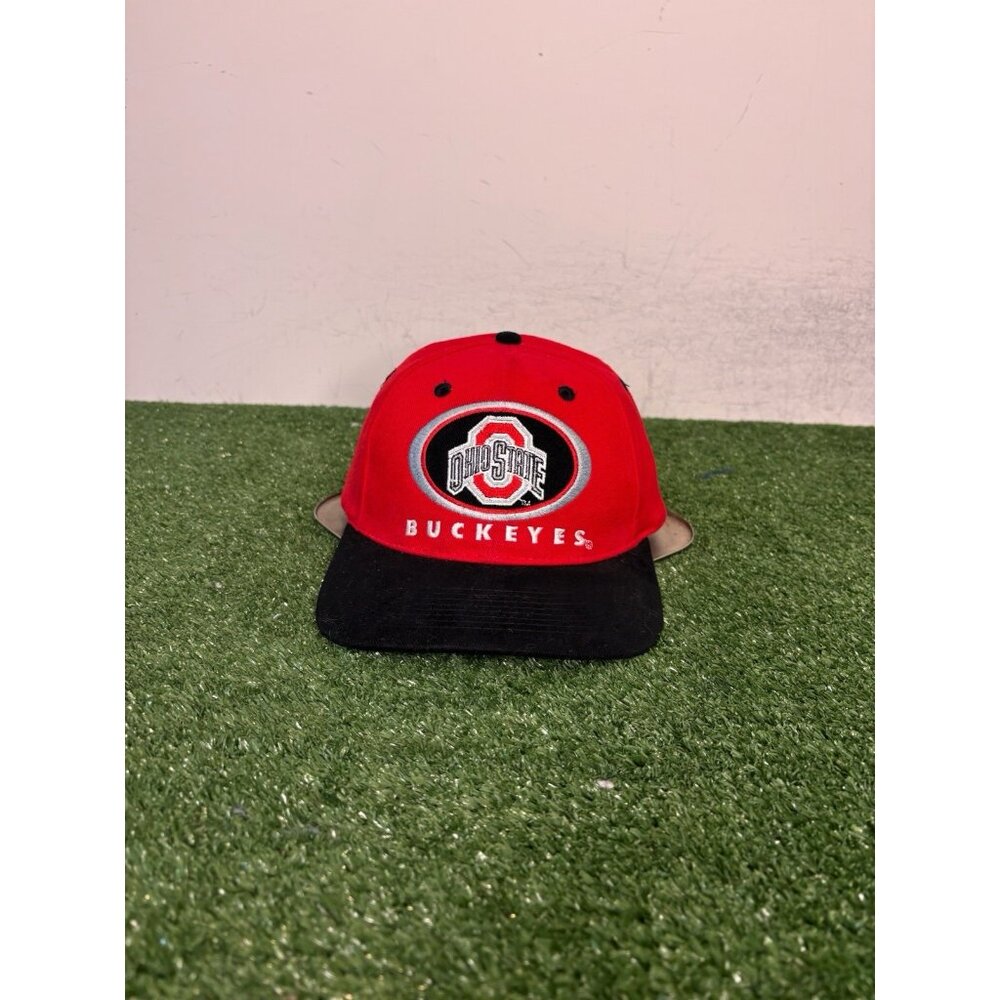 Vintage Ohio State Buckeyes hat cap snap back red black drew pearson 90s mens